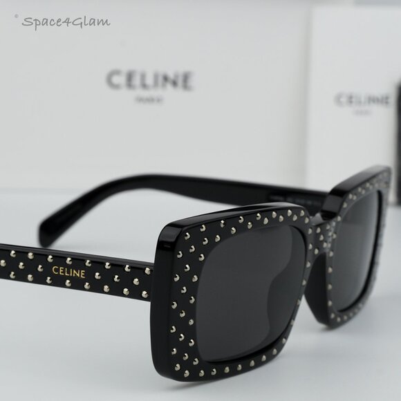 BRAND NEW Celine CL4213IS 01A ANIMATION XMAS Black Rectangle Women Sunglasses